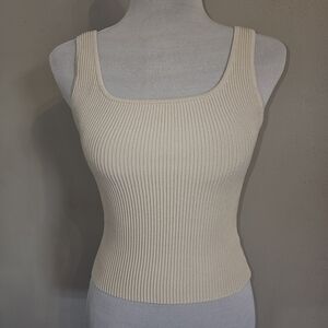 Babaton Ribbed Square Neck Tank Top - Cream